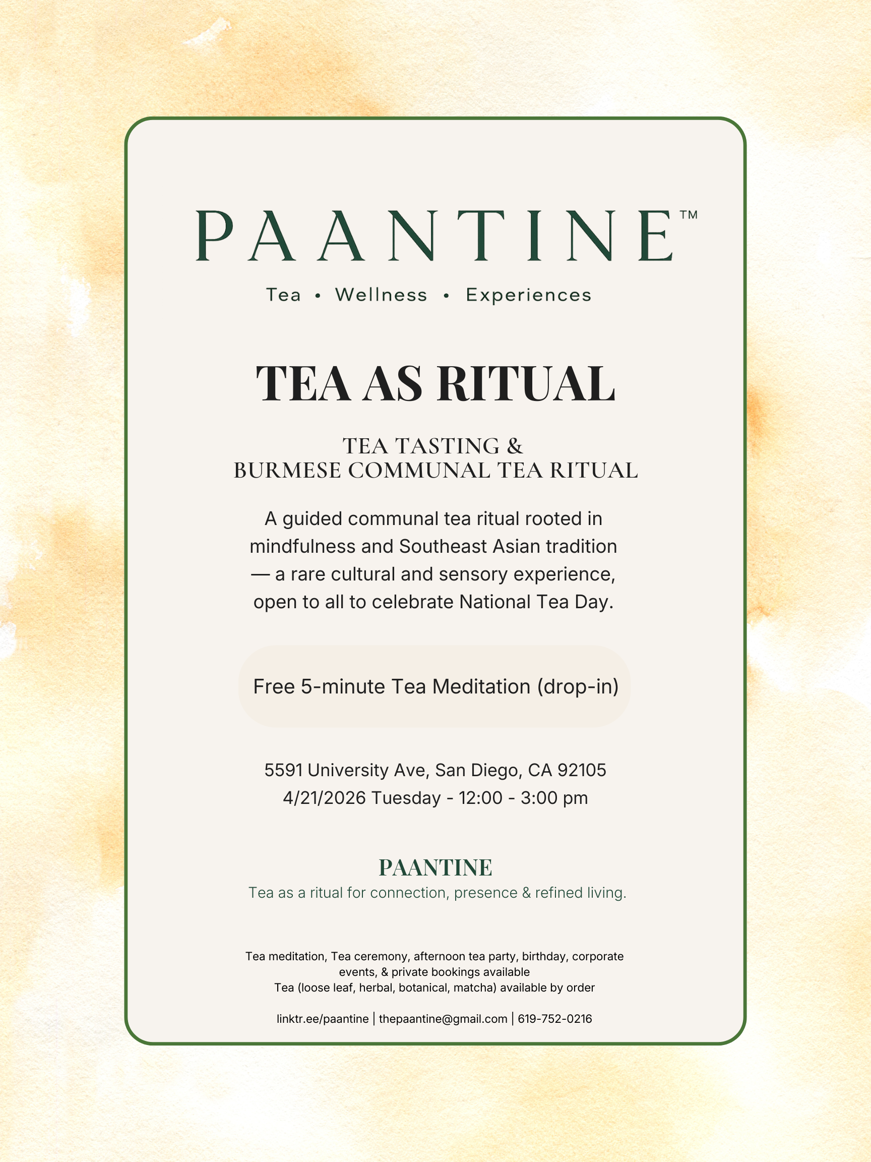 𝐓𝐞𝐚 𝐓𝐚𝐬𝐭𝐢𝐧𝐠 & 𝐁𝐮𝐫𝐦𝐞𝐬𝐞 𝐓𝐞𝐚 𝐏𝐚𝐫𝐭𝐲 today 4/21 