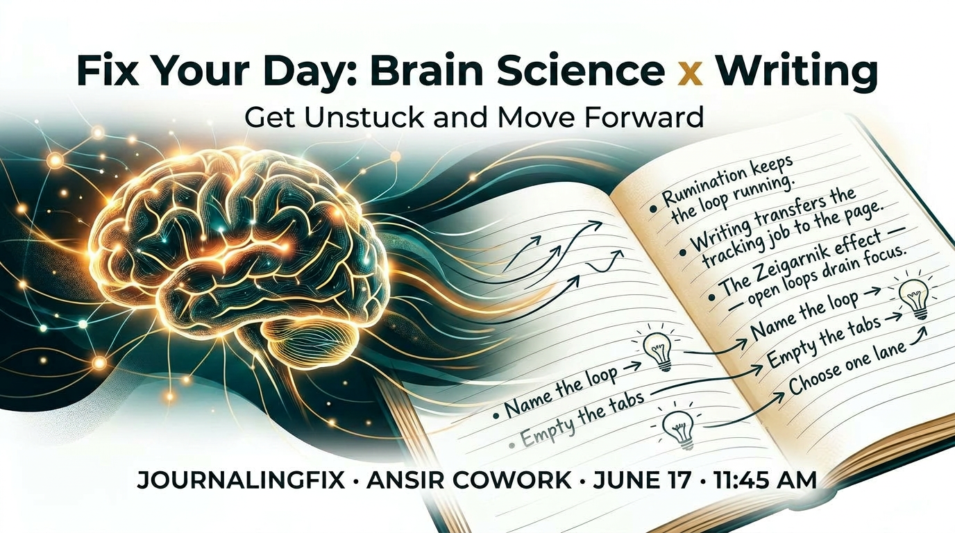 Fix Your Day: Brain Science x Writing to Get Unstuck and Move Forward