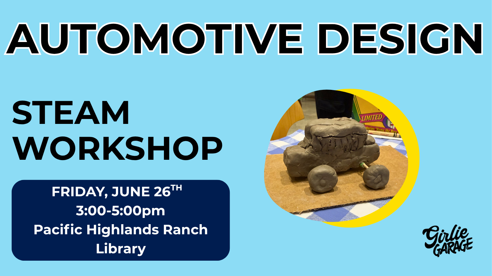 2 Hour Automotive Design Workshop (5-13 yr olds) Pacific Highlands Ranch Library
