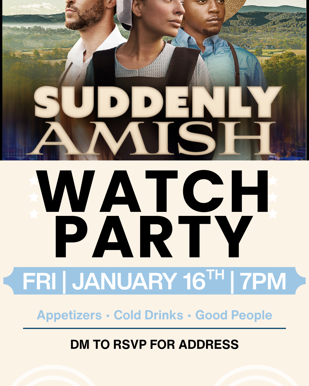 Suddenly Amish watch party