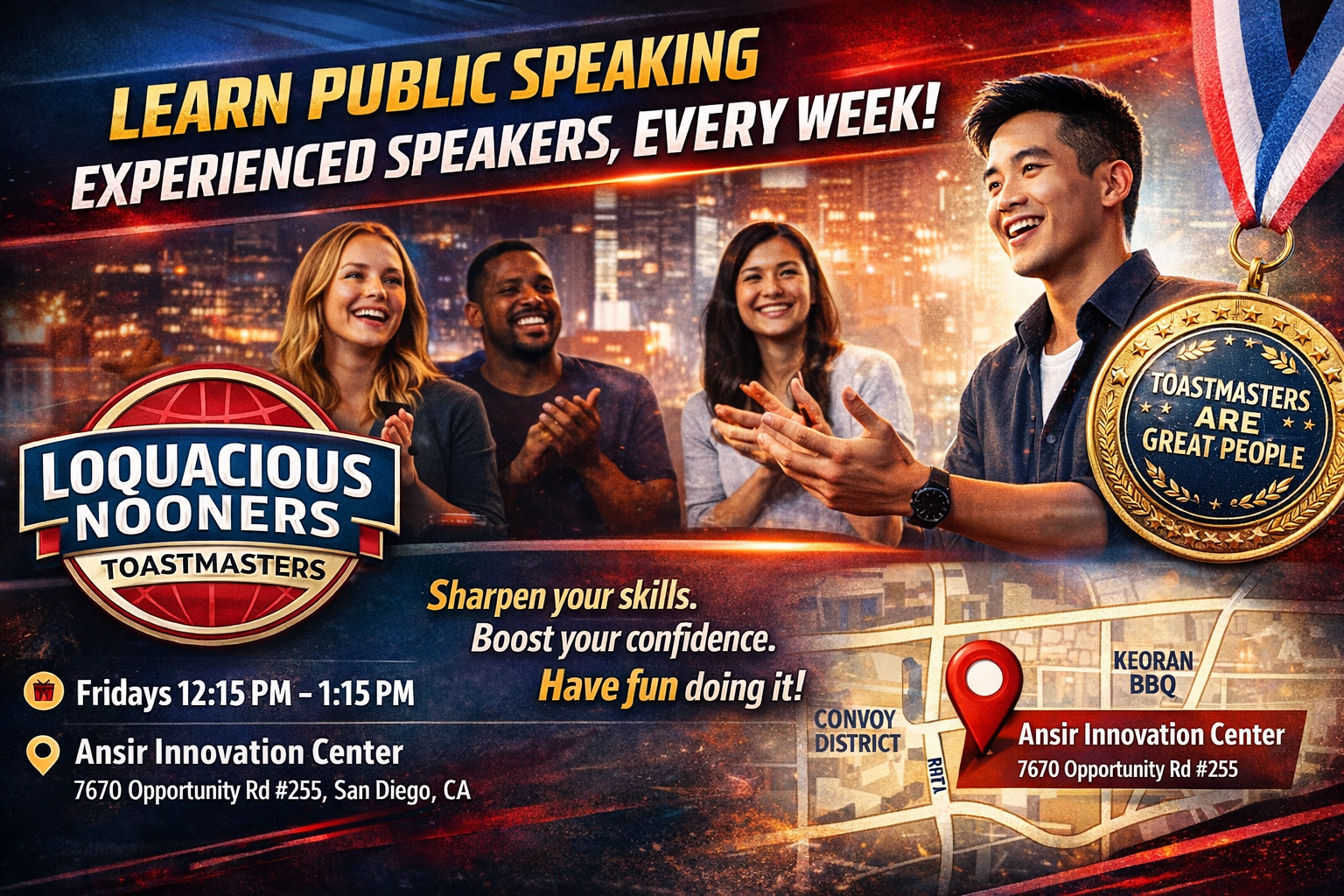 Want to speak like a pro? Come practice with them.