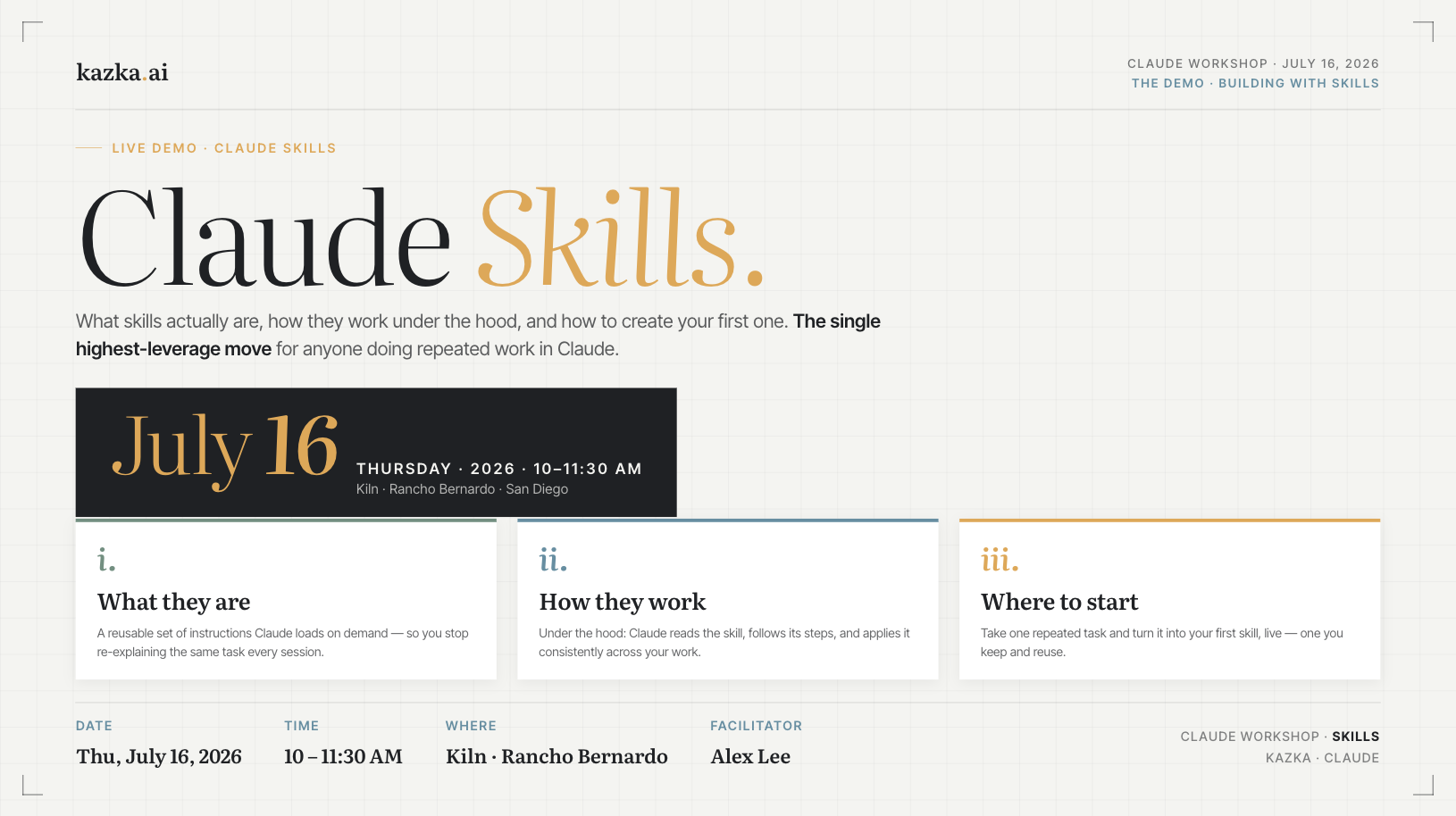 In-Person Claude Workshop | Demo Topic: Skills