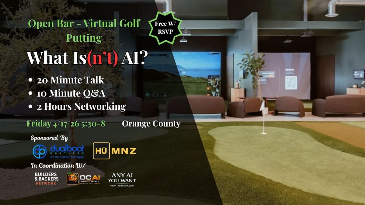 Open Bar + Indoor Golf + Networking — What Is(n’t) AI? (20-min talk)