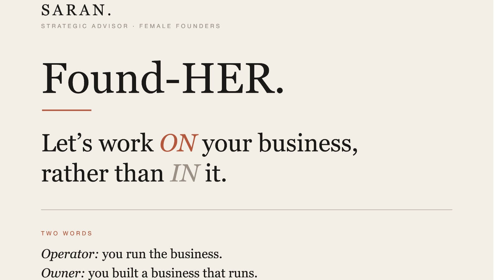 Found-HER: Let's work ON Your Business, rather than IN it.