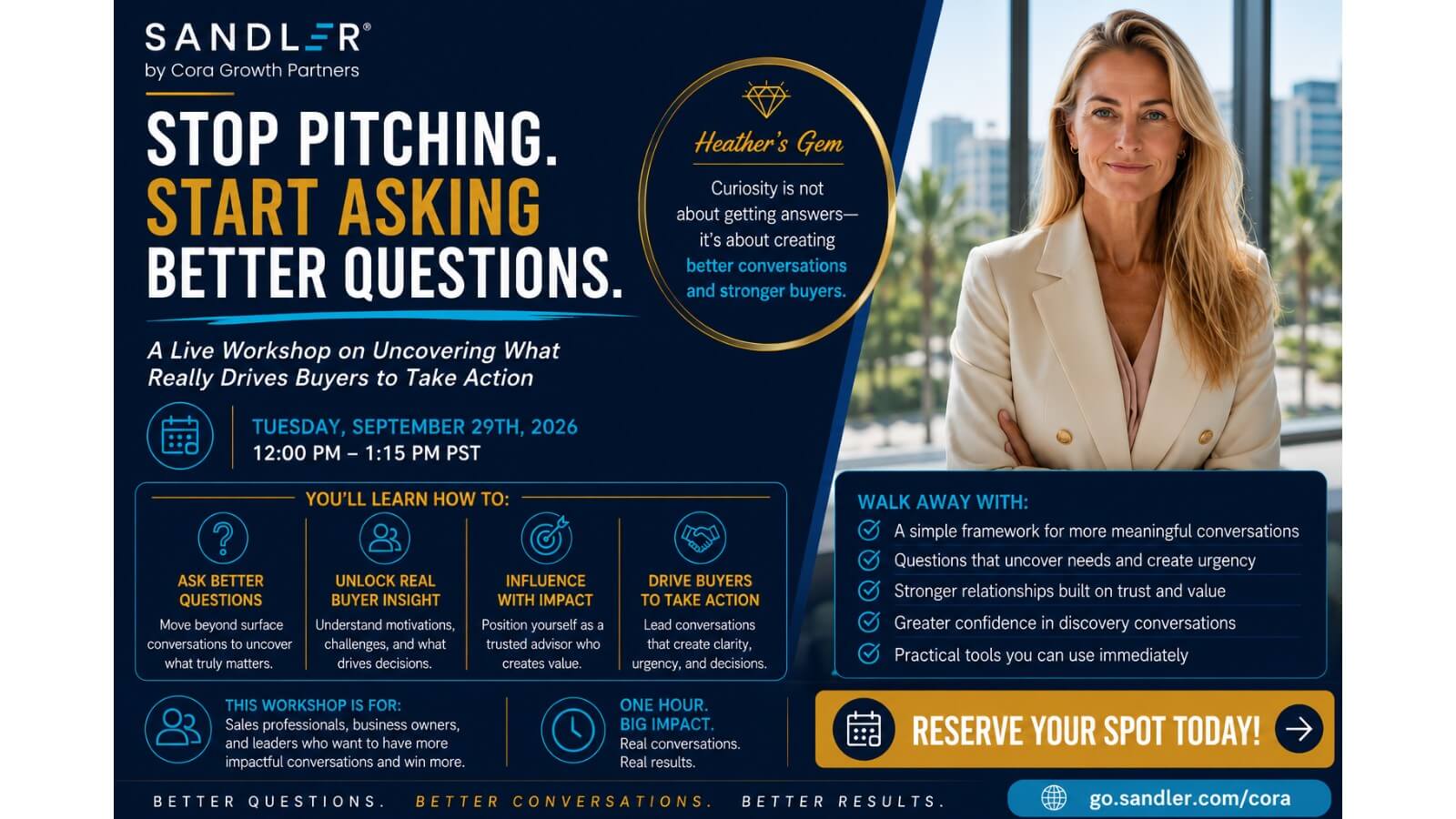 Stop Pitching. Start Asking Better Questions: A Live Workshop on Uncovering What Really Drives Buyers to Take Action