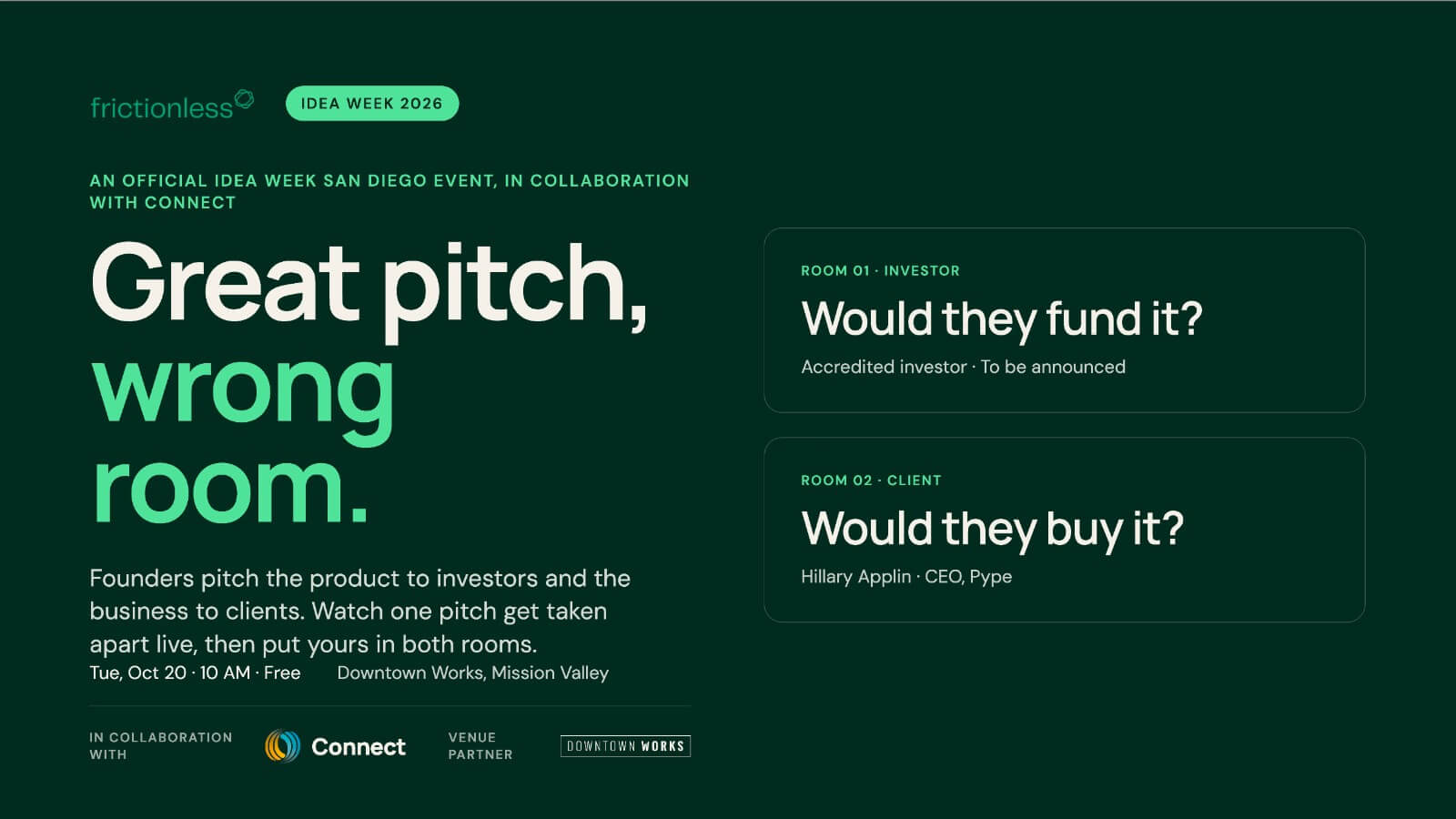 Great Pitch, Wrong Room