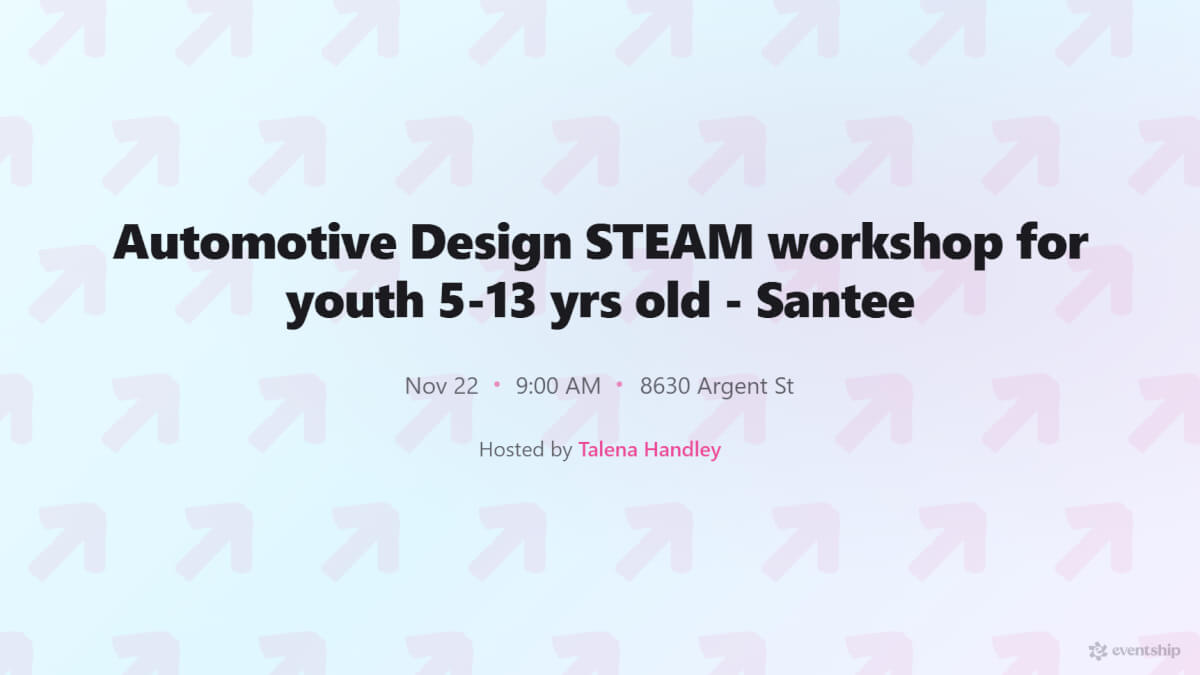 Automotive Design STEAM workshop for youth 5-13 yrs old - Santee