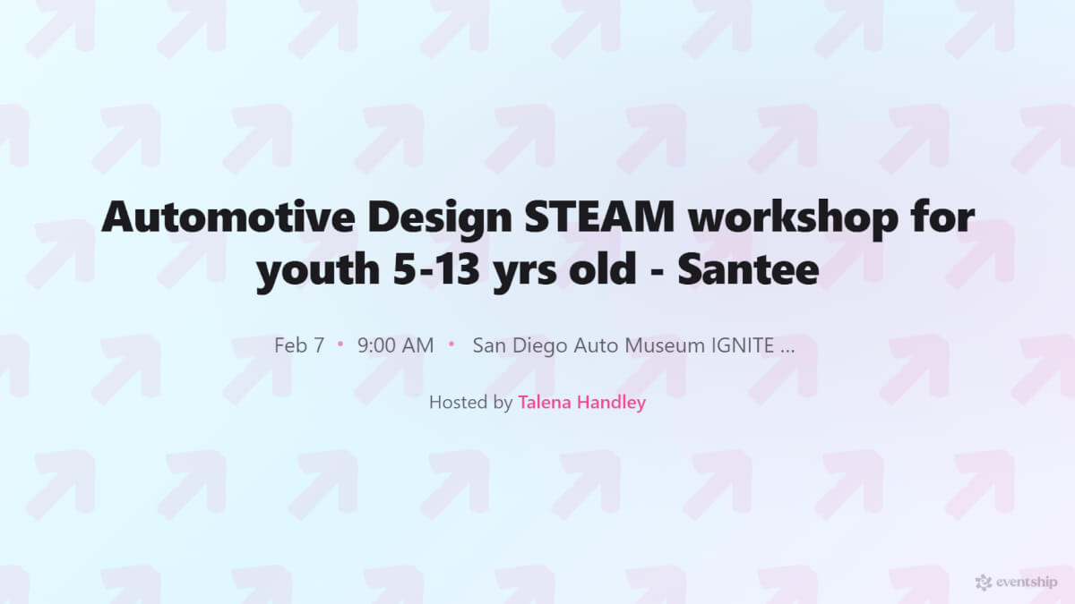 Automotive Design STEAM workshop for youth 5-13 yrs old - Santee