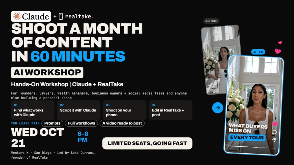 How to get one Month of Content in 60 Minutes | AI Workshop with Claude + RealTake